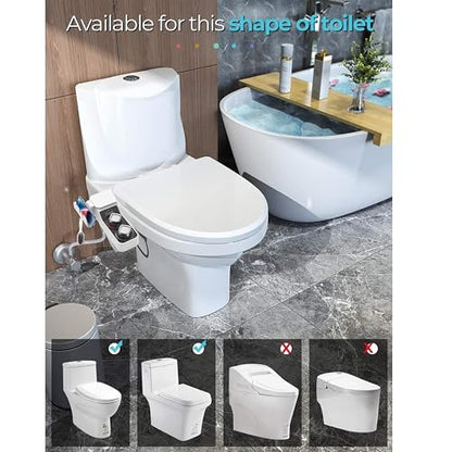 Non-Electric Hot and Cold Water Bidet Attachment Warm & Cold Dual Water Sprayer for Toilet with Self-Cleaning Nozzle, Adjustable Pressure, Front & Rear Wash Easy Installation (Warm Water Bidet-509)
