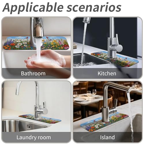 Faucet Fast Absorbent Pad - Garden Fence Cardinal Multi , Suitable For Kitchen, Bathroom, Island And Other Scenes - color: Garden Fence Cardinal Multi
