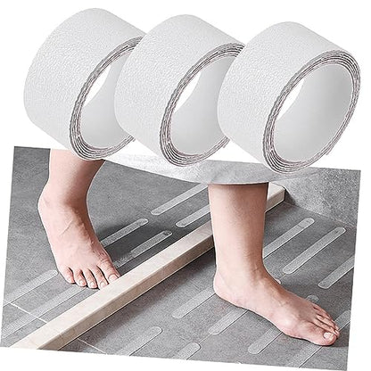 Amosfun 3Rolls Transparent Peva Bathtub Slip Decals of Self Adhesive Bathroom Stickers Safety Stickers for Tub Shower Floors Easy to Apply Non Slip Protection