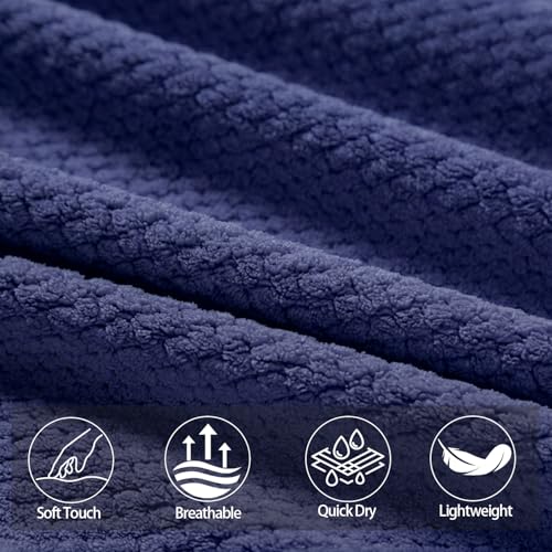 Bath Towel Set of 8,Large Bath Sheets 35"x70"-Navy Blue | Super Soft Microfiber, Lint Free & Quick Dry Towels for Bathroom,Gym,Hotel–2 Bath,2 Hair,2 Hand,2 Washcloths - color: Navy Blue, size: 8Piece Towel Set
