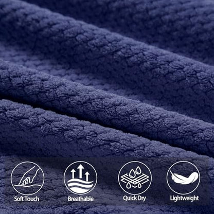 Bath Towel Set of 8,Large Bath Sheets 35"x70"-Navy Blue | Super Soft Microfiber, Lint Free & Quick Dry Towels for Bathroom,Gym,Hotel–2 Bath,2 Hair,2 Hand,2 Washcloths - color: Navy Blue, size: 8Piece Towel Set