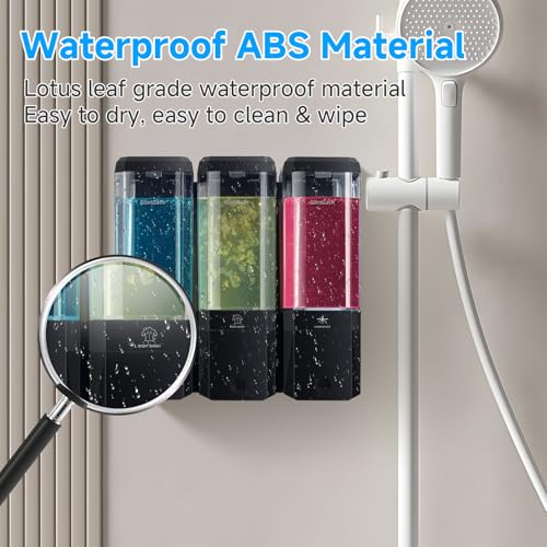 Shampoo and Conditioner Dispenser,GlintGath Shower Dispenser 3 Chamber No Drill Shampoo Dispenser for Shower Wall Mounted Shower Soap Dispenser for Bathroom Hotel,Large Capacity 3 * 500ML, Black - color: Black 3 Chamber
