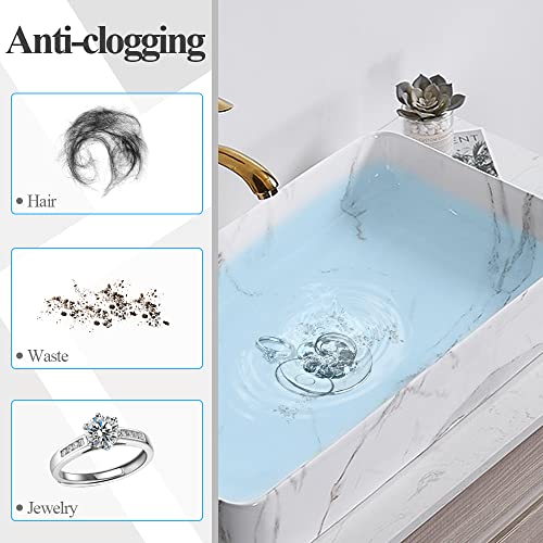 WiseWater 2-Pack Grid Bathroom Sink Drain Assembly with Overflow, 1-1/2 x 10 Inch Stainless Steel Extended Thread Drain Strainer for Thick Countertops, CUPC Certified Replacement Kit