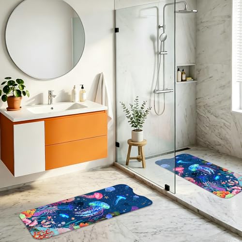 Baby Bath Mat for Tub Non Slip – 40"x16" Extra Long Cartoon Bathtub Mats for Kids Non Slip Shower Mat, Machine Washable, Sea Tub Mats with Suction Cups and Drain Holes for Toddler & Kids (Jellyfish) - color: Sea1