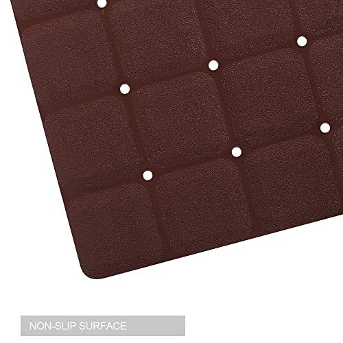 Webos Foldable Non Slip Silicon Bath Mat Bathtub mat no Suction Cups for Textured Tub and Reglazed Tub (Chocolate, 28-inch x 14-inch) - color: Chocolate