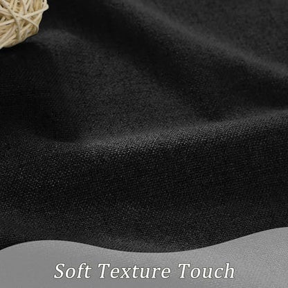 Linen Blend Blackout Curtains 50 x 84 Inch Long- Black 2 Panels Set | Black Out Privacy Back Tab Rod Pocket Room Darkening Textured Curtain Window Drapes for Bedroom Living Room - color: Black, size: 50"W x 84"L (Pack of 2)