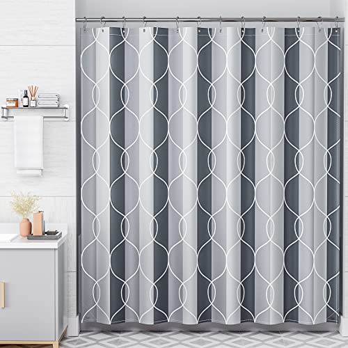 AmazerBath Shower Curtain Grey-Purple, Geometric Multi Color Block Cloth Shower Curtain Sets with 12 Shower Curtain Hooks, Washable Farmhouse Fabric Polyester Bathroom Shower Curtains, 72x72 Inches - color: C- Grey-purple Block +12 Metal Hooks, size: 72"W