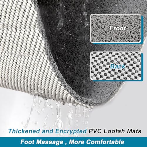 Extra Large Shower Mat, 58"x32" Large Shower Mat Non-Slip, Bathtub Mat Non-Slip, Quick Dry Bathtub Mats Soft PVC Loofah Trimmable Bathroom Rugs, Shower and Wet Areas for Tub and Bathroom,Grey - color: Grey, size: 58" x 32" (Rectangular)