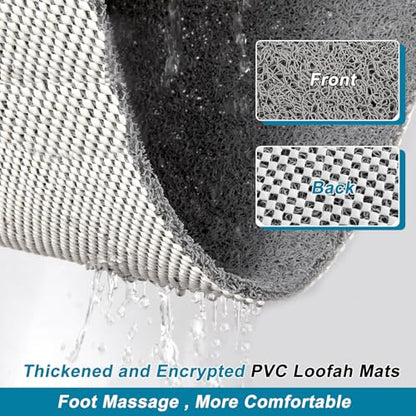 Extra Large Shower Mat, 58"x32" Large Shower Mat Non-Slip, Bathtub Mat Non-Slip, Quick Dry Bathtub Mats Soft PVC Loofah Trimmable Bathroom Rugs, Shower and Wet Areas for Tub and Bathroom,Grey - color: Grey, size: 58" x 32" (Rectangular)