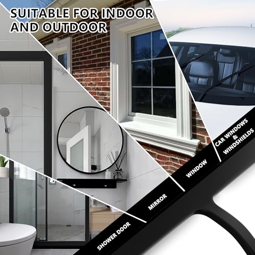 Shower Squeegee for Shower Glass, Bathroom Glass Cleaning Tool with Hook Mount, Squeegee for Glass Doors, Window Cleaning, Tile Shower Walls (Black) - color: Black