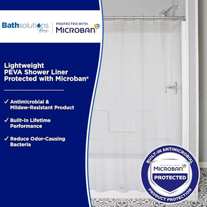 Kenney MB61122PK2 Microban Protected Lightweight 2.8 Gauge Waterproof PEVA Shower Curtain Liner with Durable Eyelet Hang Holes and Weighted Magnetic Hem for Bathroom, 70" W x 72" H, Clear, 2-Pack - color: Clear