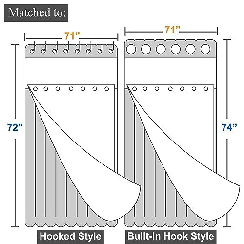 Barossa Design Frosted Snap-in Shower Curtain Liner Replacement, 70x54 | Premium PEVA, Waterproof, Lightweight Snap On/Off Removable Liner for No Hook Shower Curtain, Hotel/Home Use - color: Frost, size: 70"W x 54"L (Pack of 1)