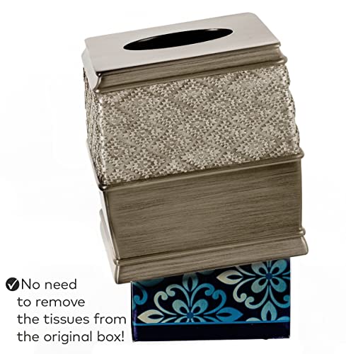 Dublin Silver Square Resin Tissue Box Cover - style: Square Tissue Box