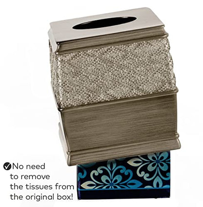Dublin Silver Square Resin Tissue Box Cover - style: Square Tissue Box