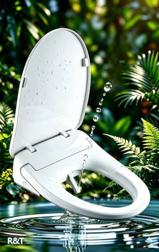 R&T V303 Electric Bidet Seat, Auto-Open Elongated Toilet Seat, Instant Warm Water, Adjustable Heated Seat, Air Dryer, Night Light, Remote Control, Bidet Attachment for Toilet - color: V303 ● Luxy/Auto Open