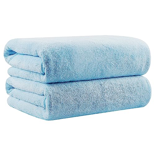 Orighty Bath Towels, Soft Feel Bath Towel, 2 Pack (27'' x 54'') | Highly Absorbent, Quick Drying Microfiber Towels for Body, Sport, Yoga, SPA, Fitness, Bathroom - Blue - color: Blue, size: 2 Pack Bath Towels