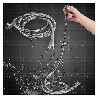 Stainless Steel Flexible Shower Hose Long Bathroom Shower Water Hose Extension Plumbing (Color : Silver, Size : 1.5m) - size: 1.5m
