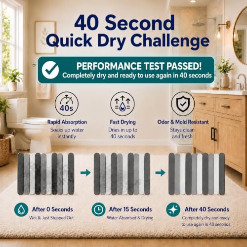 Foldable Stone Bath Mat for Bathroom - Quick Drying | Foldable earth bath mat, stone shower mat and kitchen drying mat. Dries in seconds, non slip, folds flat.
