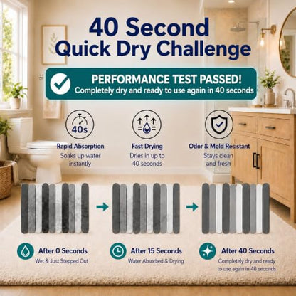 Foldable Stone Bath Mat for Bathroom - Quick Drying | Foldable earth bath mat, stone shower mat and kitchen drying mat. Dries in seconds, non slip, folds flat.