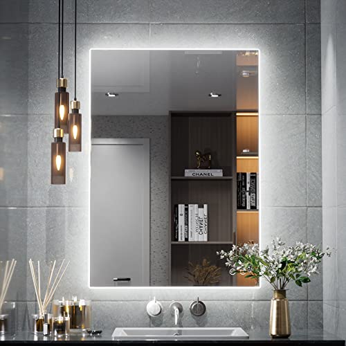 Backlit Mirror for Bathroom, 20x28 Inch Vanity Mirror with Light, LED Anti-Fog Bathroom Mirrors, Modern Dimmable, CRI90+, Waterproof Lighted Mirror, Horizontal/Vertical Wall Mirror - color: Backlit, size: 28"L x 20"W