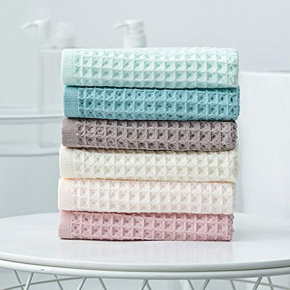Cotton Material Waffle Bath Towel Soft Absorbent Towel for Bathroom Hotel Household Quick Drying(Brown 34 x 74cm) - size: Brown 34 x 74cm