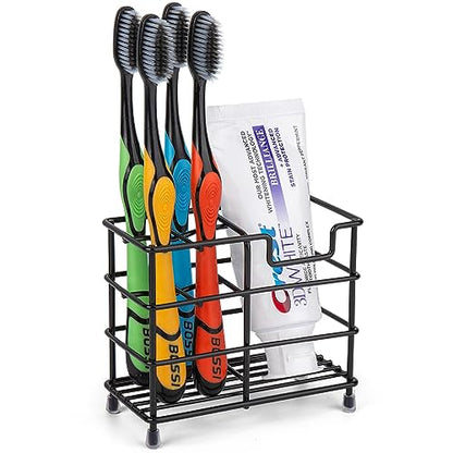 Toothbrush Holder for Bathrooms,Black | Stainless Steel 5 Slot - size: Small