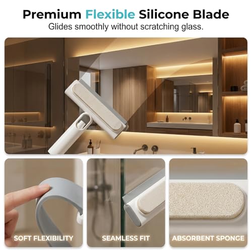 Shower Squeegee for Glass Doors, 2026 New All-in-One Spray & Clean Window Squeegee, Multi-Functional Household Cleaner with Built-in Spray Bottle for Mirror & Glass (1 Pack)