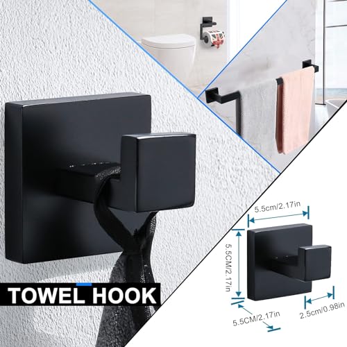 YACVCL 5 Pieces Black Bathroom Accessorie Set 23.6 Inch Towel Bar Set,SUS304Stainless Steel Bathroom Hardware Set,Wall Mounted Towel Holder Set for Bathroom - color: Black
