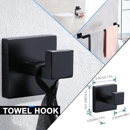 YACVCL 5 Pieces Black Bathroom Accessorie Set 23.6 Inch Towel Bar Set,SUS304Stainless Steel Bathroom Hardware Set,Wall Mounted Towel Holder Set for Bathroom - color: Black
