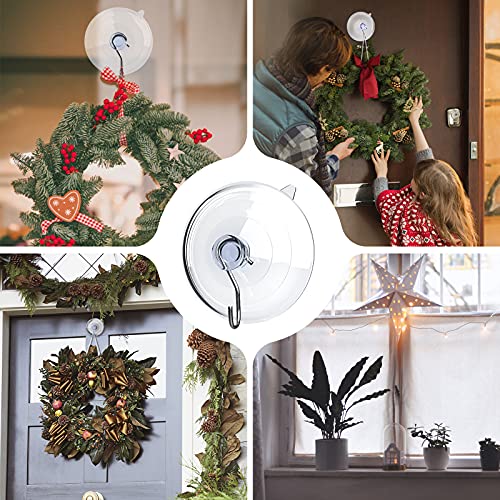 Hangerspace Suction Cup Hooks, Removable Large Suction Cups, Clear, 8 Pack | 2.5 In, with Rustproof Metal Hooks, Detachable, Leave No Trace, for Kitchen Shower Wall Window Glass Door, Fits Any Decor - size: Large