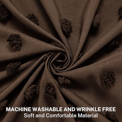 Siiluminisoy Brown Shower Curtain Woven Fabric Shower Curtain, 72" x 72" Cute Shower Curtains with Pleat Puffs Tufted Textured Modern Farmhouse Shower Curtain for Bathroom, Machine Washable - color: Brown, size: 72"W x 72"L (Pack of 1)