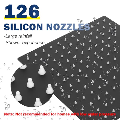 NearMoon Rain Shower Head, High Flow Stainless Steel Rainfall Shower, High Pressure Design, Awesome Shower Experience Even At Low Water Flow (12 Inch Rectangle, Matte Black) - color: Matte Black, size: 12*8 Inch
