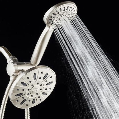 AquaDance Premium High Pressure 3-Way Rainfall Combo Combines The Best of Both Worlds-Enjoy Luxurious Rain Showerhead and 6-Setting Hand Held Shower Separately or Together, Satin Nickel - color: Satin Nickel