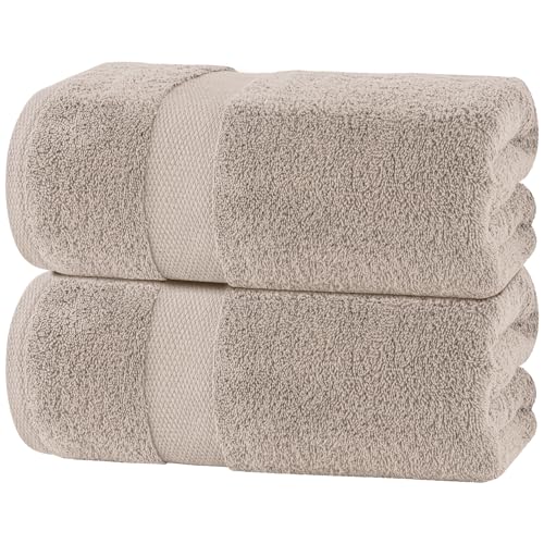 White Classic Luxury Soft Bath Sheet Towels - 650 GSM Cotton Luxury Towels Extra Large 35x70 | Highly Absorbent and Quick Dry | Hotel Quality, Taupe, 2 Pack - color: Taupe, size: Bath Sheets, 2 Pack
