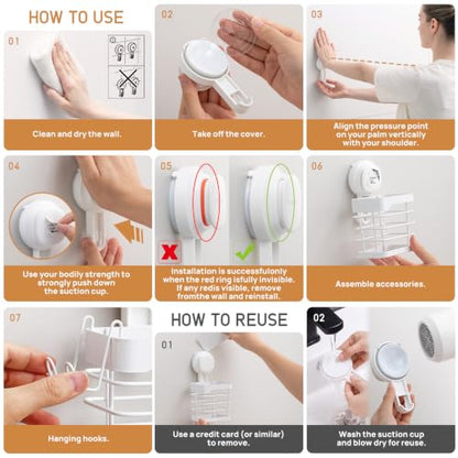 Upgraded Suction Cup Toothbrush Holder with Visible Safety Indicator, White | Heavy Duty Stainless Steel Shower Electric Tooth Brush and Toothpaste Organizers, Removable, No Drilling, Anti-Puddling - color: White Pro