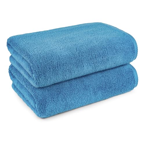 Amazon Basics 2-Piece Quick-Dry Oversize Bath Towel, 100% Cotton, 54" x 30", Lake Blue - color: Lake Blue, size: 2 Piece, style: Bath Towel (Pack of 2)