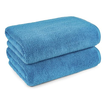 Amazon Basics 2-Piece Quick-Dry Oversize Bath Towel, 100% Cotton, 54" x 30", Lake Blue - color: Lake Blue, size: 2 Piece, style: Bath Towel (Pack of 2)