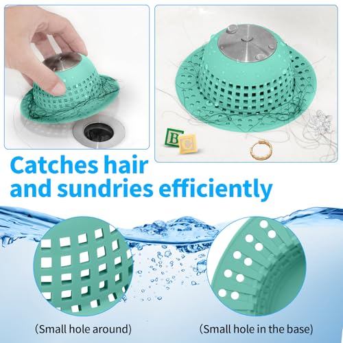 Aluvor Shower Drain Hair Catcher Bathtub Drain Cover Sink Drain Protector | Bathroom Sink & Bathtub Drain Strainer for Pop-Up & Regular Drains, Aqua - color: Aqua