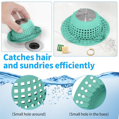 Aluvor Shower Drain Hair Catcher Bathtub Drain Cover Sink Drain Protector | Bathroom Sink & Bathtub Drain Strainer for Pop-Up & Regular Drains, Aqua - color: Aqua