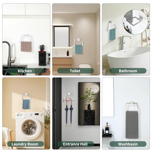 Alise Hand Towel Holder for Bathroom Wall Mount,Brushed Nickel | Trapezoid Bath Towel Ring Towel Rack for Bathroom Kitchen Walls,SUS304 Stainless Steel Towel Hanger for Bathroom - color: Brushed Nickel