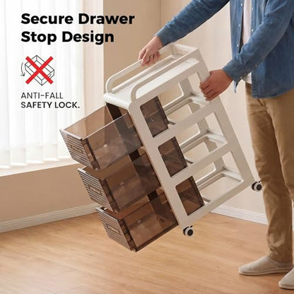 Bathroom Storage with Drawers, 11.8" Wide Slim Storage Cabinet | Narraw Cart with Wheels for Small Spaces Kitchen Office Bedroom Dinning Room Under Desk, 29.7" Tall - size: 30x41x75 cm
