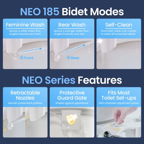 LUXE Bidet NEO 185 - Bidet Attachment for Toilet Seat, Rose Gold | Non-Electric, Dual Nozzle, Self-Cleaning, Adjustable Water Pressure, Rear & Feminine Wash - color: Rose Gold