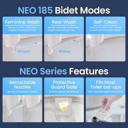 LUXE Bidet NEO 185 - Bidet Attachment for Toilet Seat, Rose Gold | Non-Electric, Dual Nozzle, Self-Cleaning, Adjustable Water Pressure, Rear & Feminine Wash - color: Rose Gold