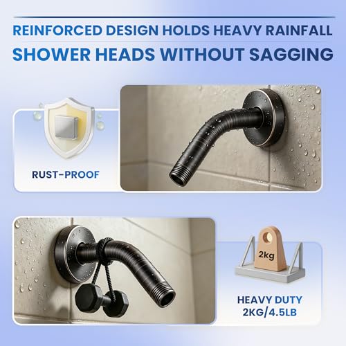 ORB 6 Inch Shower Head Arm with Flange and Teflon Tape, Stainless Steel Angled Shower Extension Arm for Top Shower Head & Handheld Shower Head, Oil Rubbed Bronze - color: Oil Rubbed Bronze