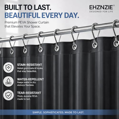 EHZNZIE Dark Grey Shower Curtain Liner 72x72, PEVA Waterproof Bath Curtain, No Chemical Smell, 3 Weighted Magnets, Durable with Rustproof Metal Grommets - color: Dark Grey, size: 72"W x 72"L (Pack of 1)