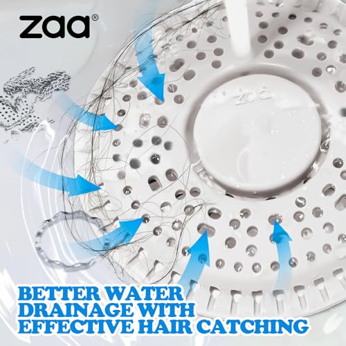 Zaa Shower Drain Hair Catcher Silicone Flat Floor Strainer Protector | Light Gray Weighted Flat Shower Drain Protectors, Traps Hair Before Clogs, Easy to Clean in Seconds, Fits Flat Floor Drains