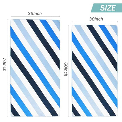 Whale Flotilla 2 Pack Quick Dry Beach Towels Oversized (35"x70"), Microfiber Sand-Free Beach Towel Set, Extra Large Compact Pool Travel Accessories, Blue and Purple - color: Blue/Purple, size: 70.00" x 35.00"