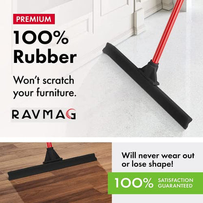 Heavy-Duty Floor Squeegee - Large 18" Wide Blade & 55" Long Handle Professional Grade Concrete, Garage & Commercial Rubber Squeegee Broom Floor Cleaner - Wood, Tile, Shower, Glass, Deck, Window - size: 18 Inch Blade - 1 Piece Handle