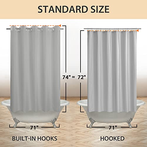 River Dream No Hook Hotel Cloth Grey Shower Curtain Soft Microfiber & Waterproof - Fabric Shower Curtain or Liner, Washable & Bottom Magnets, Gray, 71x74 - color: Grey, size: 71"W x 74"L (Pack of 1)