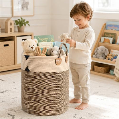 Laundry Basket for Laundry Room Organization | Laundry Hamper, Blanket Basket for Living Room Boho Decor Basket